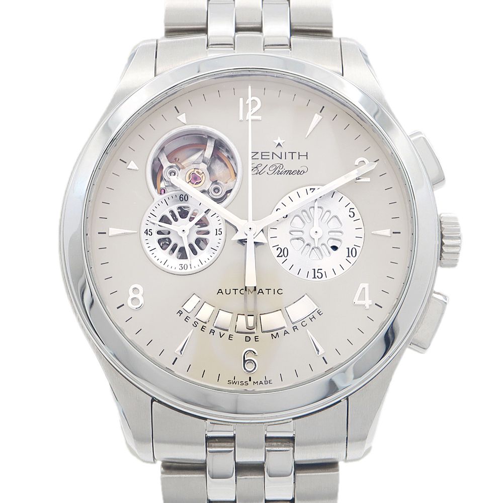 ZENITH ゼニス エルプリメロ 03 0510 4021 クロノグラフ パワーリザーブ 50 m防水 グレー SS ステンレス メンズ 自動巻き 6ヶ月保証 腕時計