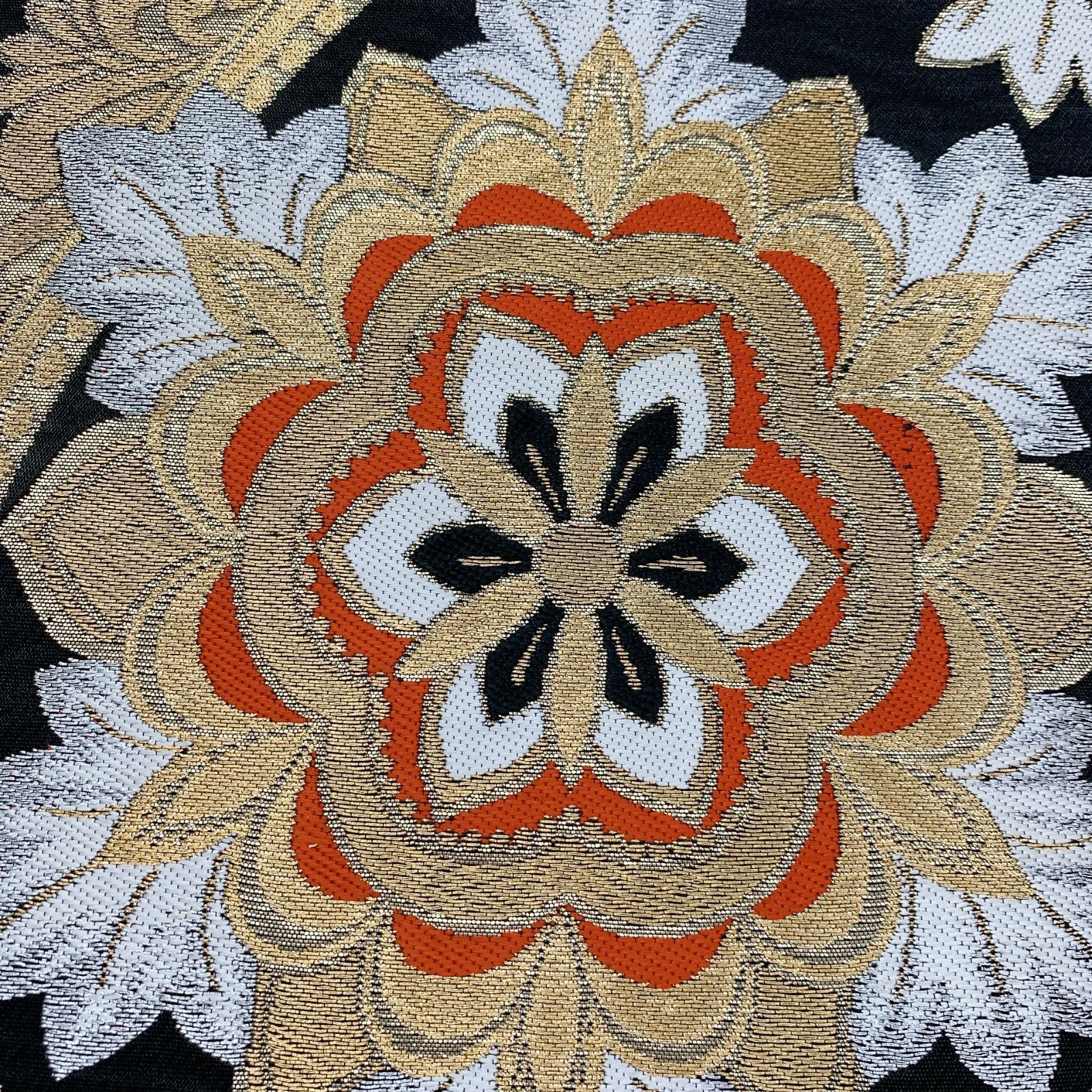 A 183袋帯 六通柄 吉祥文様 正絹 美品 着物 6083］袋帯 桐花吉祥文様 刺繍 六通 未仕立て 正絹 着物 フォーマル 黒