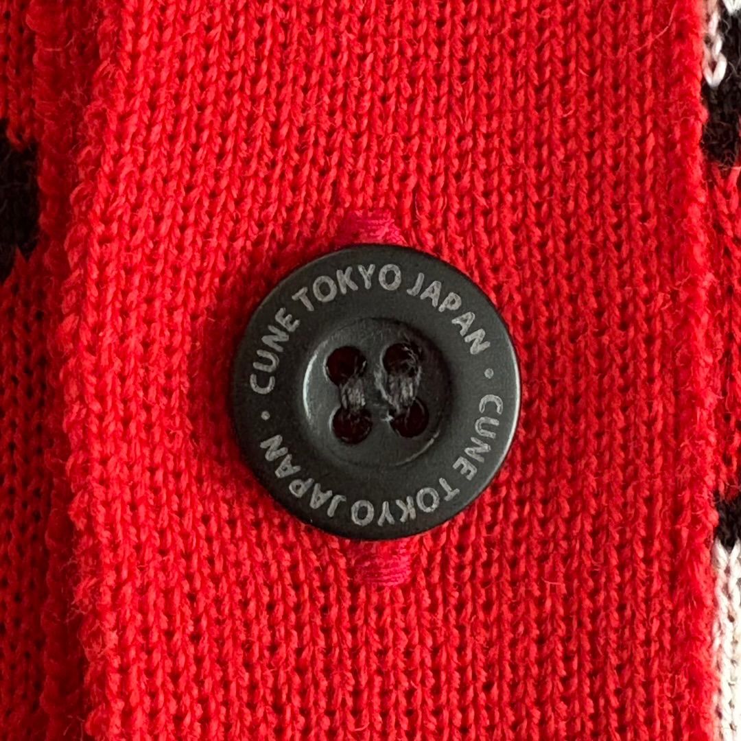 完売品 CUNE ボロボロ風のカーディガン 3 赤 完売品 CUNE ボロボロ風の