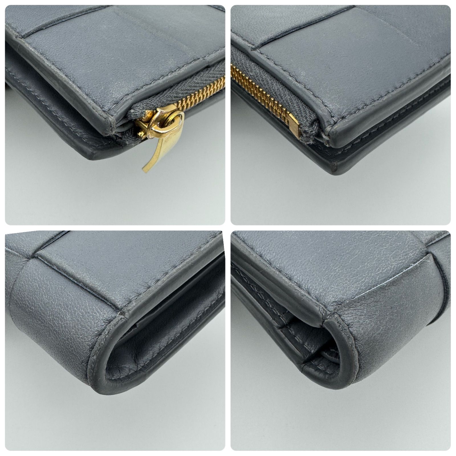 箱付き】ボッテガヴェネタ BOTTEGA VENETA 折財布 カセット グレー