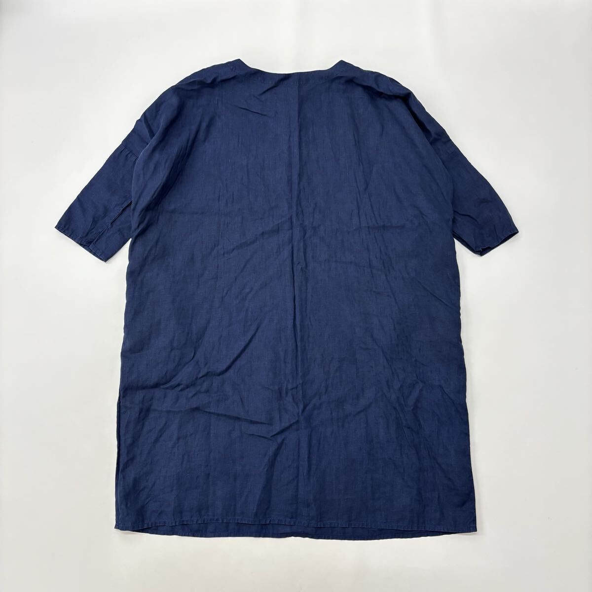 blueingreen ブルーイングリーン インディゴ リネン クルーネック ワンピース blue in green 高城染工場 サイズ 711 0040