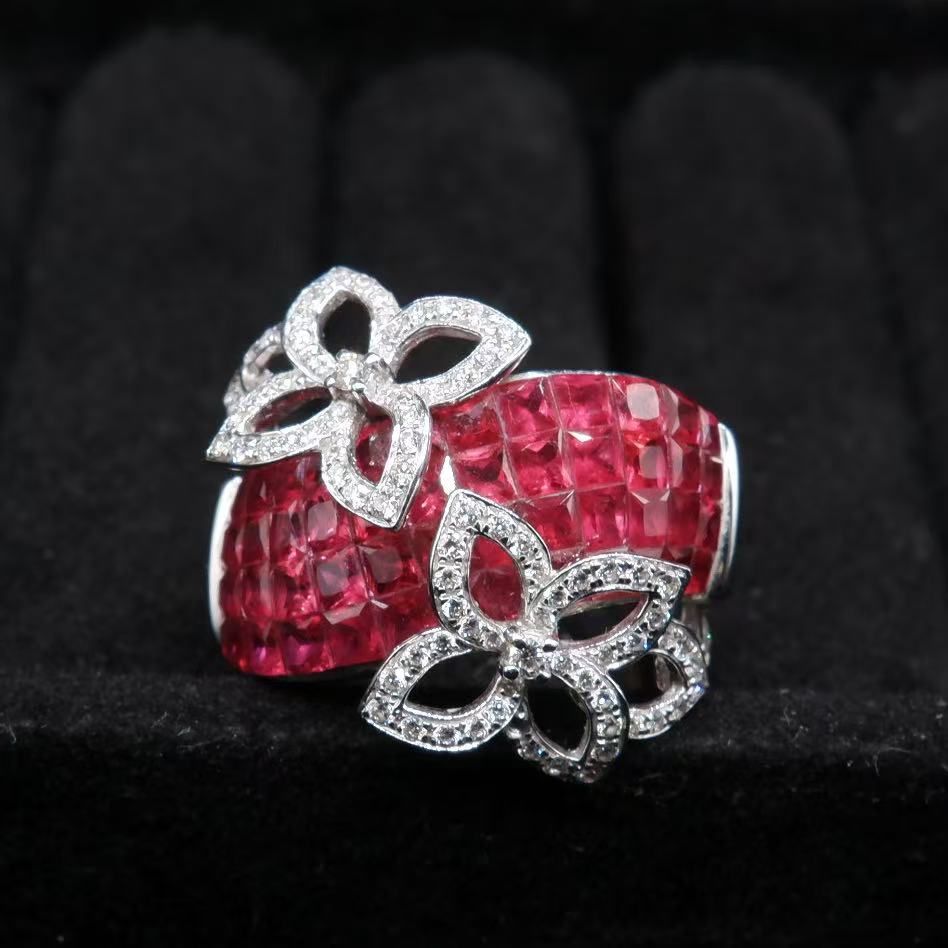 ましゅたん商品❗ダイヤモンド リング 笠原真寿美 ルビー ダイヤモンド0.55ct リング K18WG 13号 -X9970