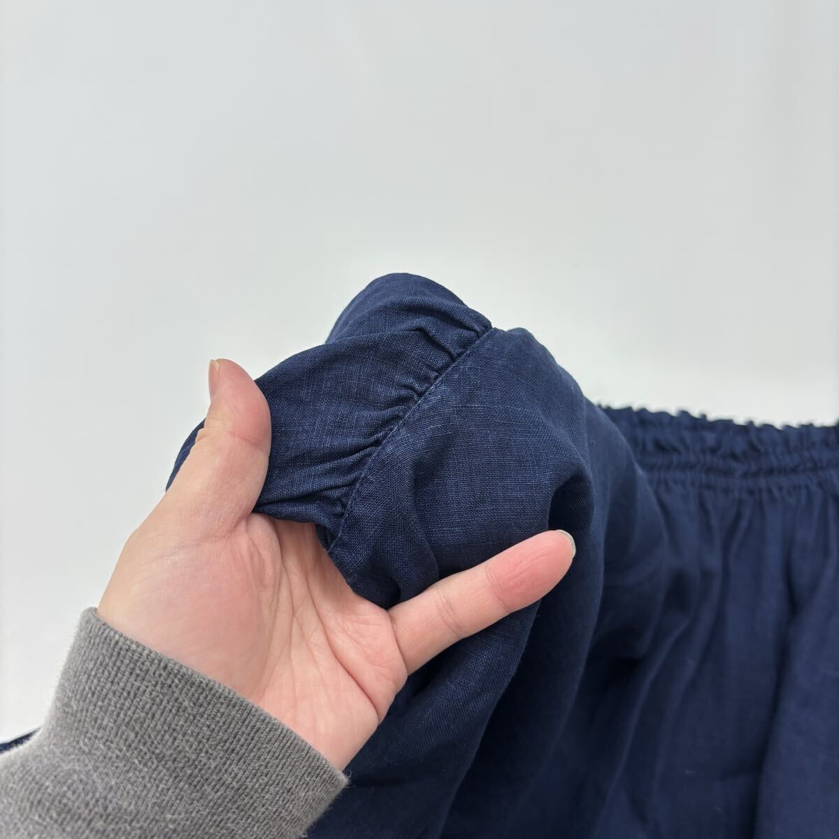 blueingreen ブルーイングリーン インディゴ リネン チュニック ワンピース シャーリング ブラウス 高城染工場 サイズ 711 0050 半袖 チュニック トップス