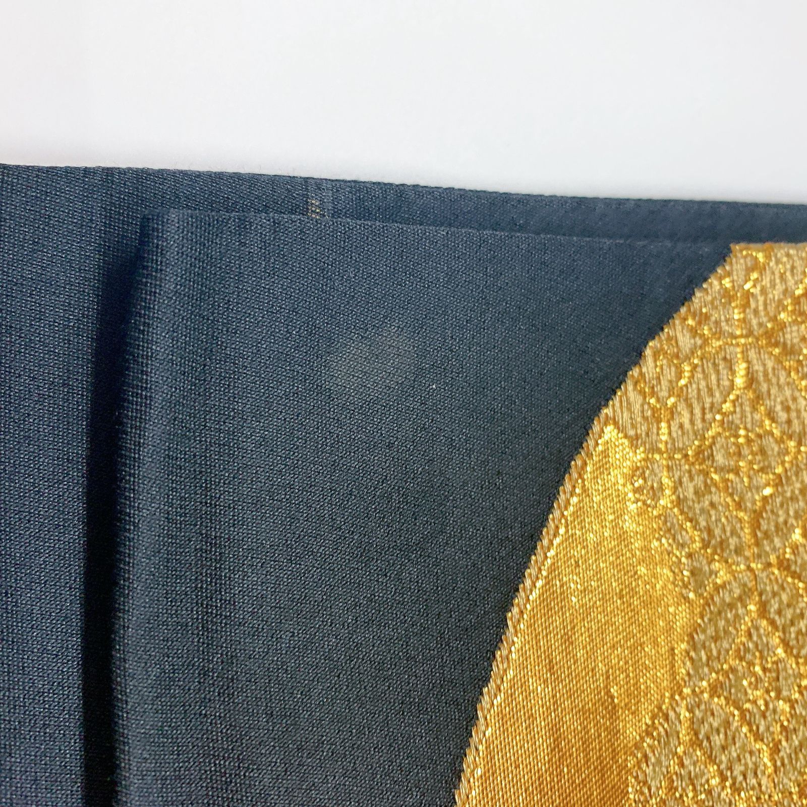 6063］袋帯 扇桐鳳凰蝶吉祥文様 金糸 六通 未仕立て 黒 正絹 着物