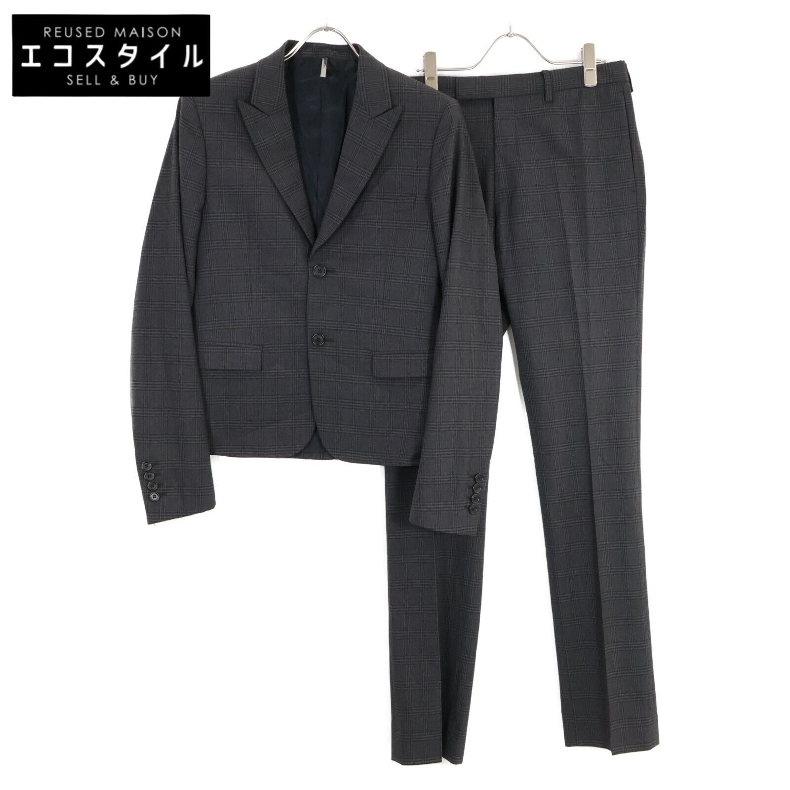 Dior HOMME ディオールオム ｸﾞﾚｰ 8H3170480746 ﾁｪｯｸ ｾｯﾄｱｯﾌﾟ ｴﾃﾞｨ期 44