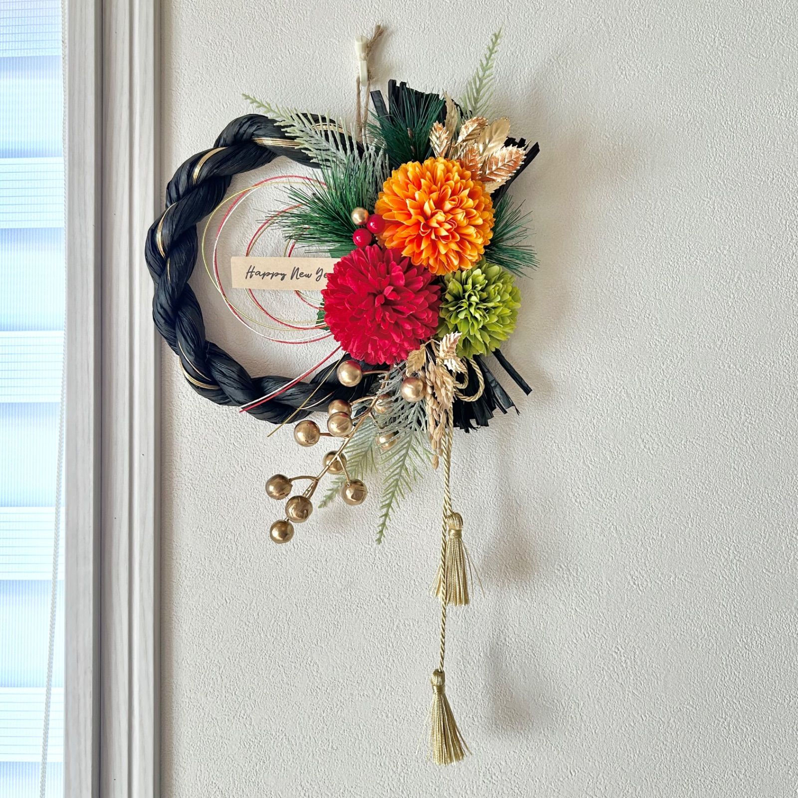 No.185 しめ縄リースお正月飾り 玄関リース しめ飾り お正月