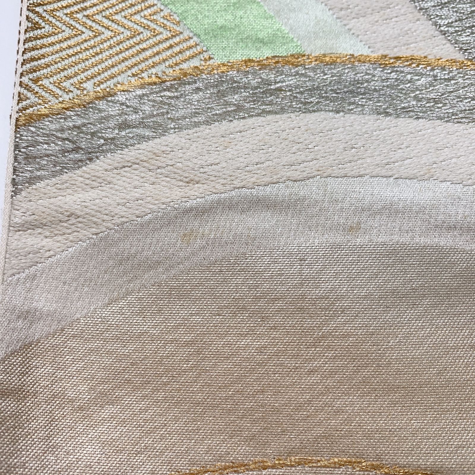 6064］袋帯 青海波吉祥文様 金銀糸 未仕立て 六通 正絹 着物