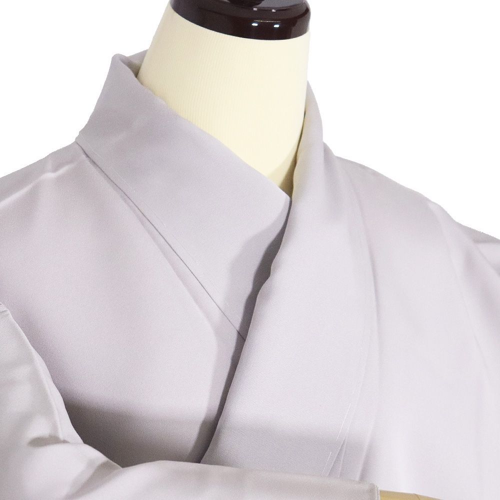 色留袖 袷 正絹 ライトグレー 寿光織 紅白鶴 松竹梅 桜 菊 Sサイズ