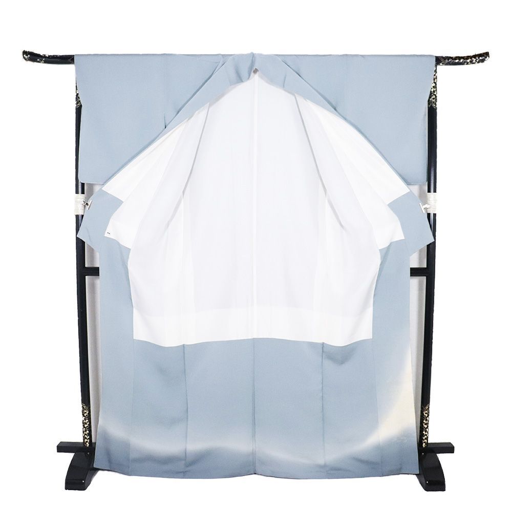 色留袖 袷 正絹 青グレー 寿光織 源氏物語 トールサイズ ki31351 未