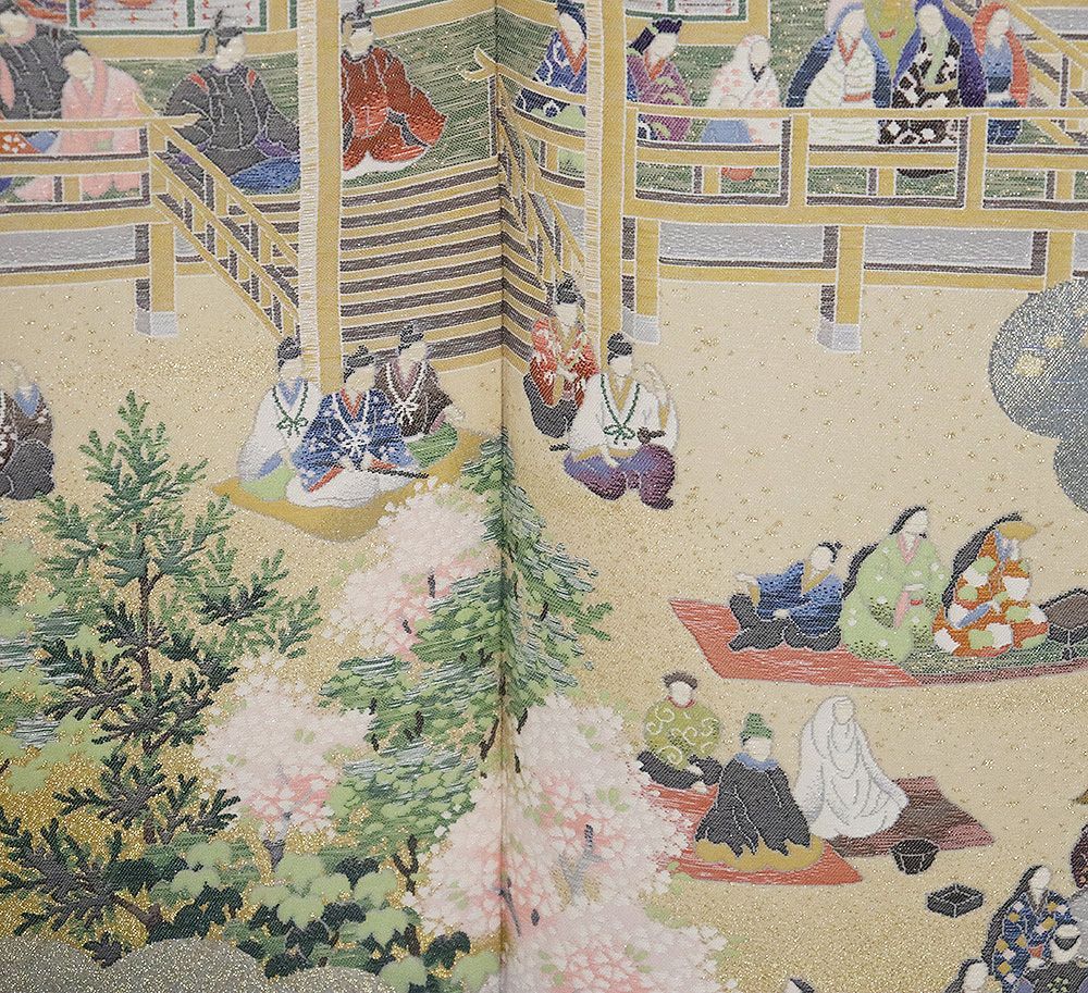 寿光織 色留袖＊袷着物 長尺トールサイズ 源氏 背紋有 灰青 正絹 25H42 色留袖 袷 正絹 青グレー 寿光織 源氏物語 トールサイズ ki31351 未