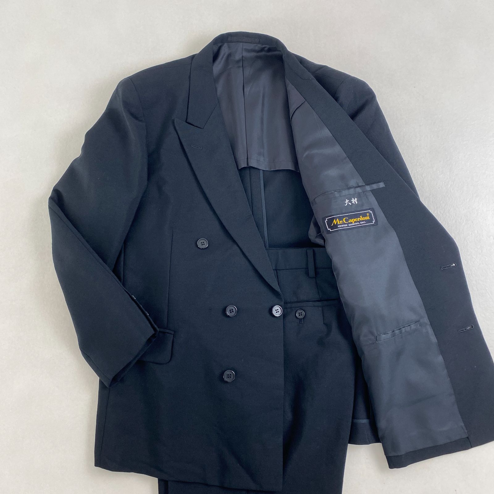 スーツ ブラックフォーマル 黒 ダブル セットアップ メンズ M相当