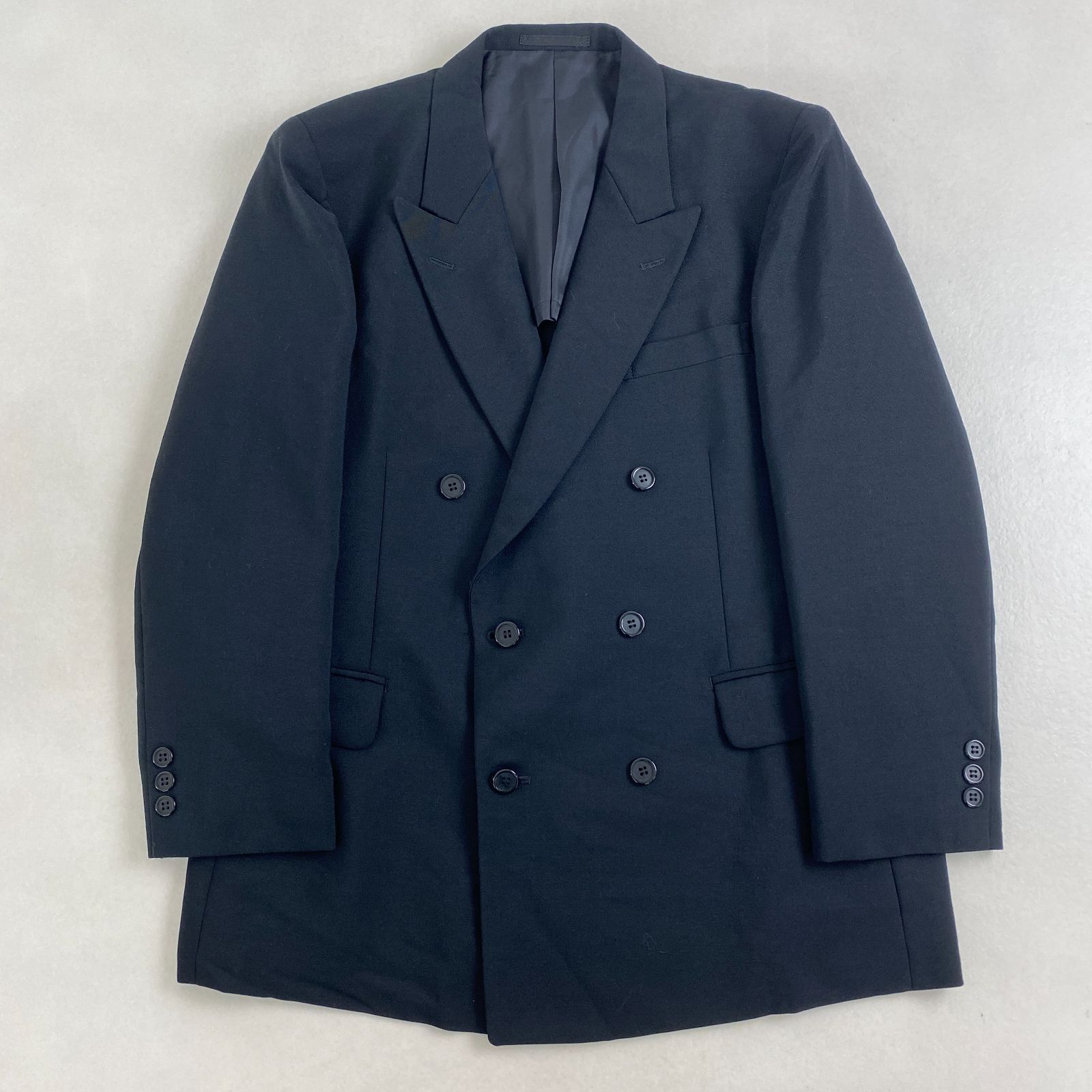 スーツ ブラックフォーマル 黒 ダブル セットアップ メンズ M相当