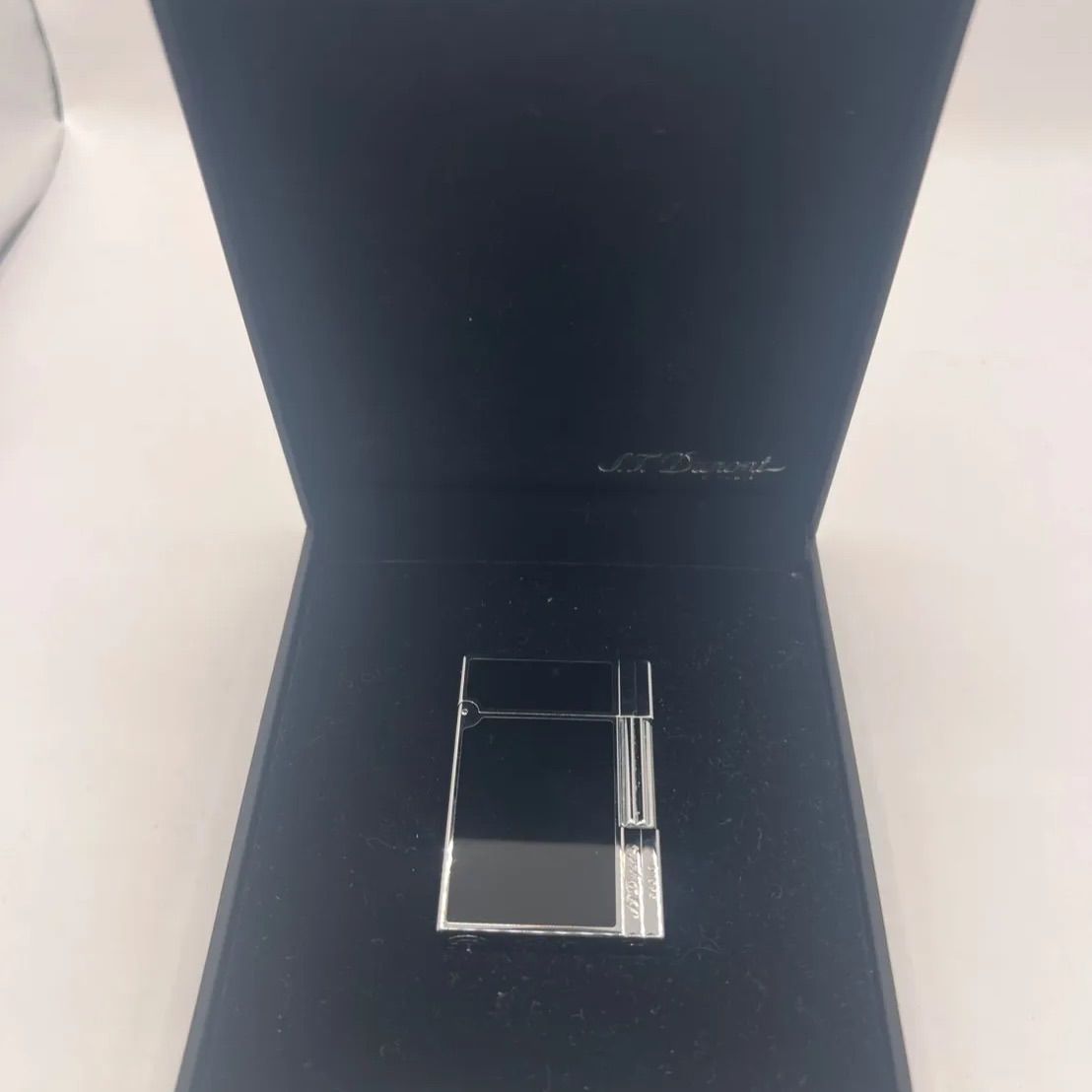 大 ST Dupont漆塗りシルバーフリップ式ライター