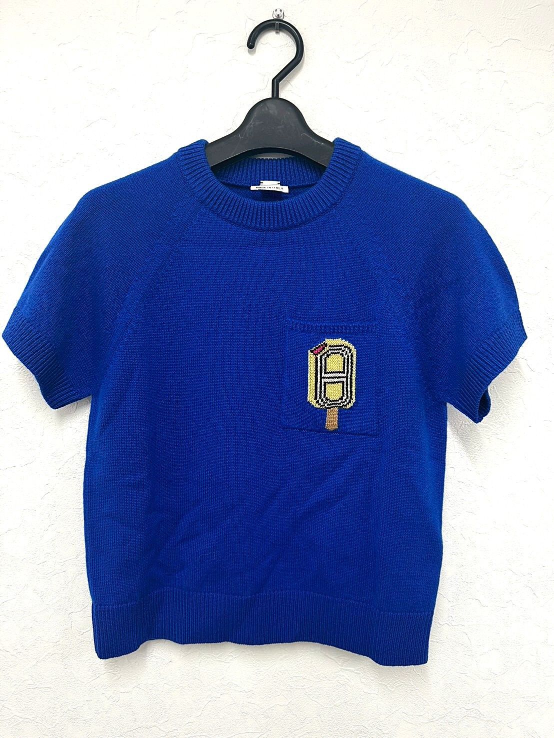 美品】エルメス 半袖ニット カシミヤ100% FUNNY ICE CREAM 4E2626DB