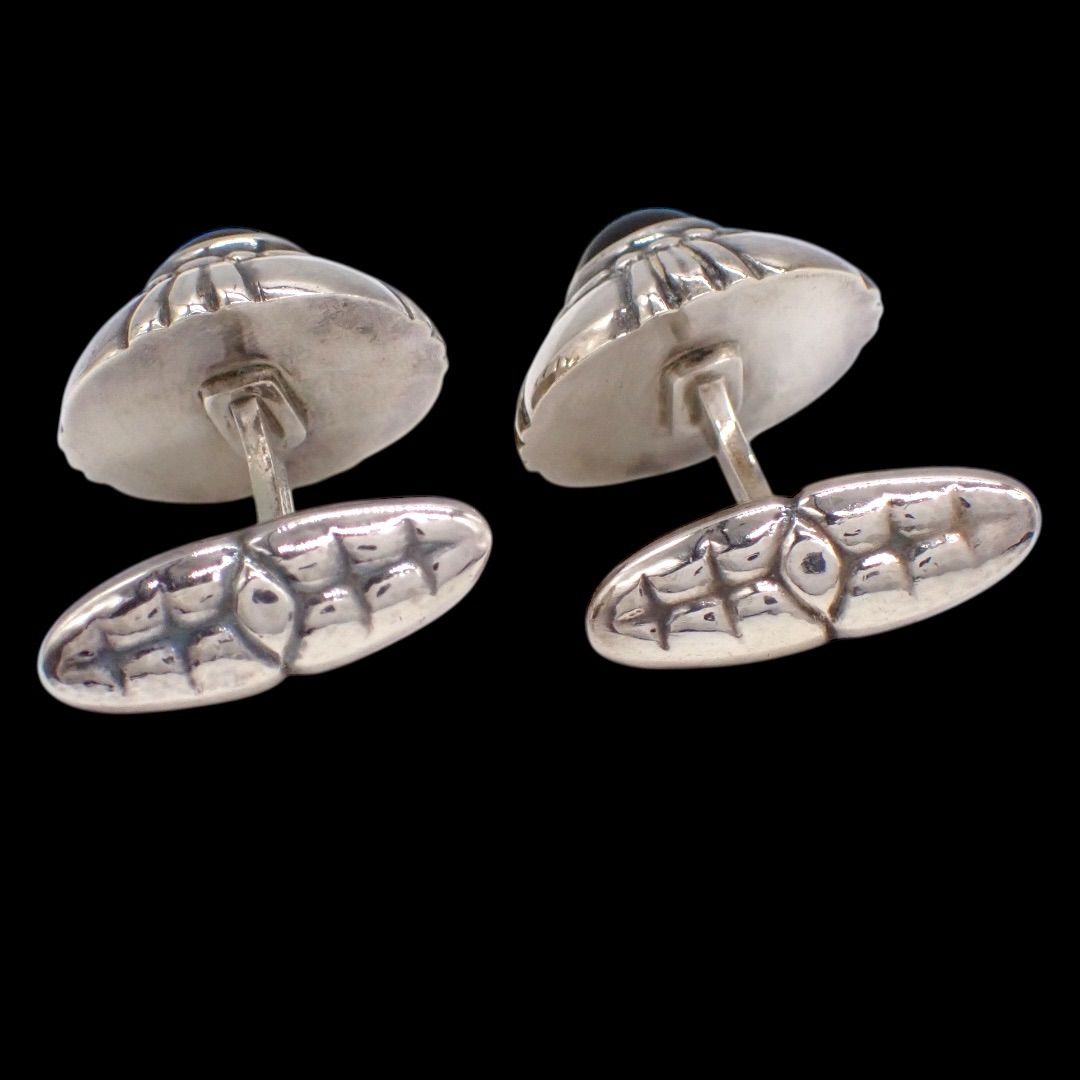 レア ジョージジェンセン オニキス カフス #24 フラワー 925 4277