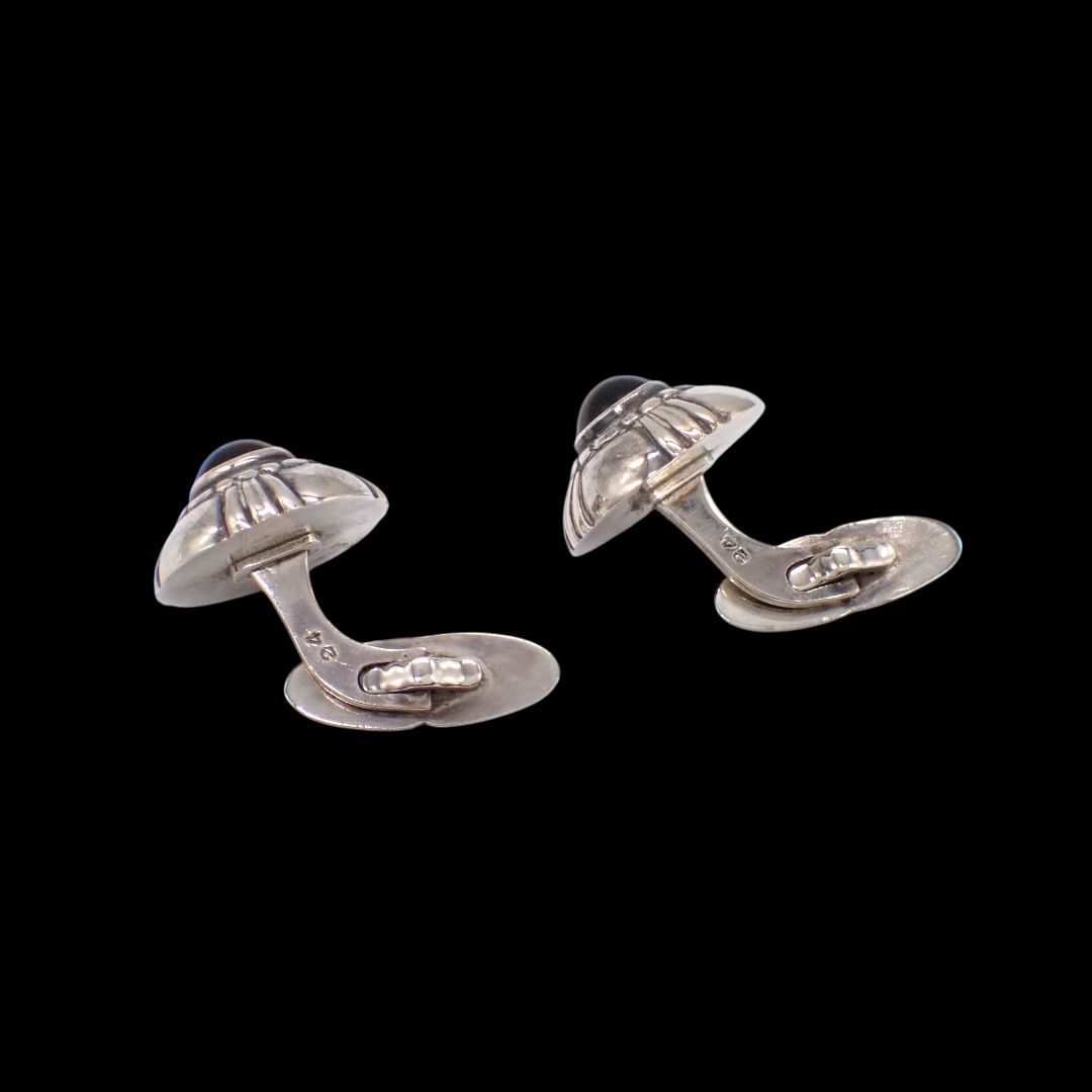 レア ジョージジェンセン オニキス カフス #24 フラワー 925 4277