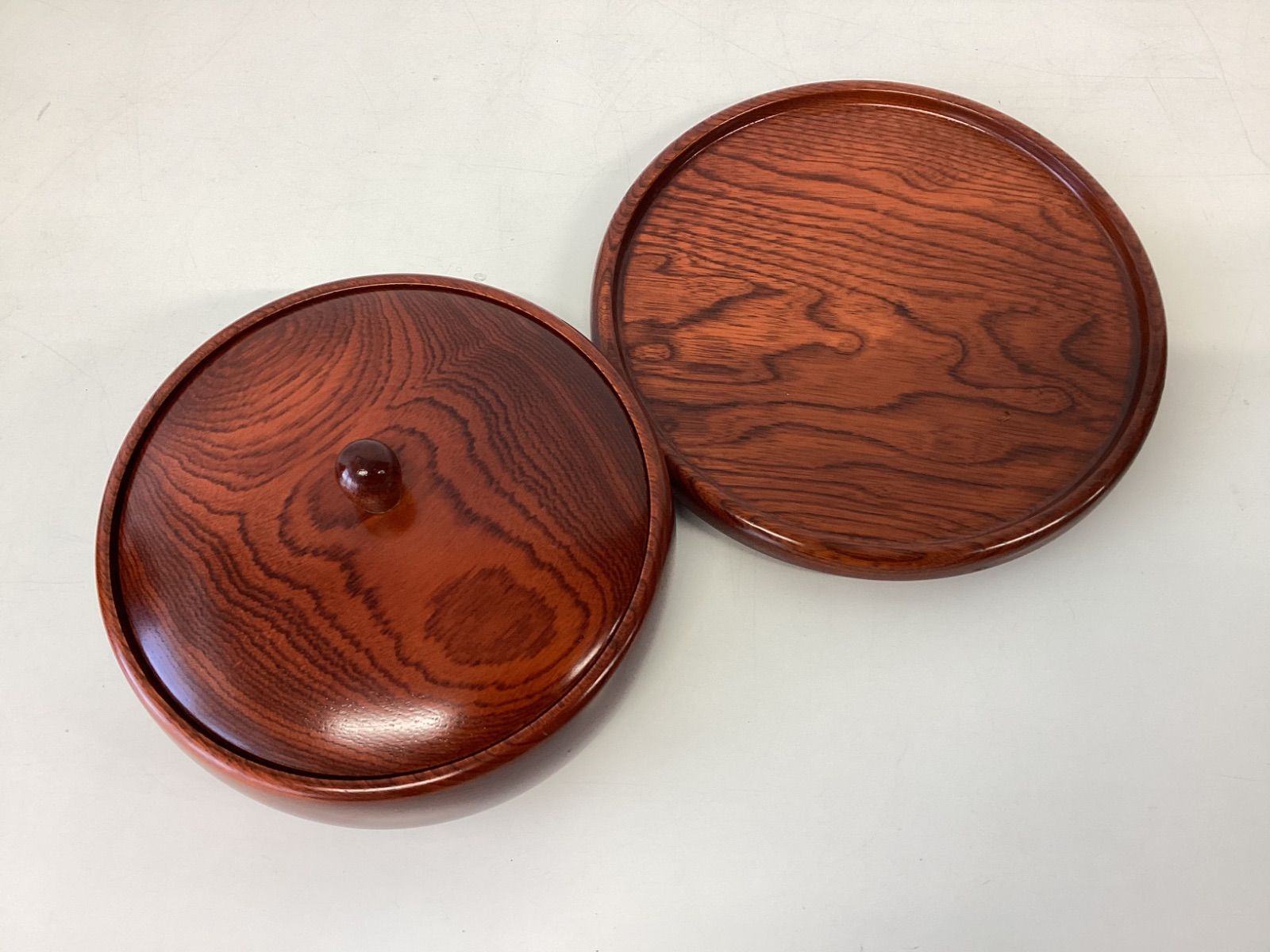 昭和レトロ】木製 蓋付き菓子鉢 小物入れ トレー付き 特価 - メルカリ