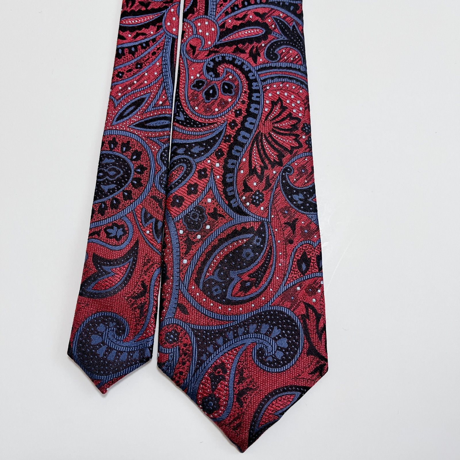 美品 ランバン ネクタイ ハイブランド ペイズリー柄 光沢 ジャガード