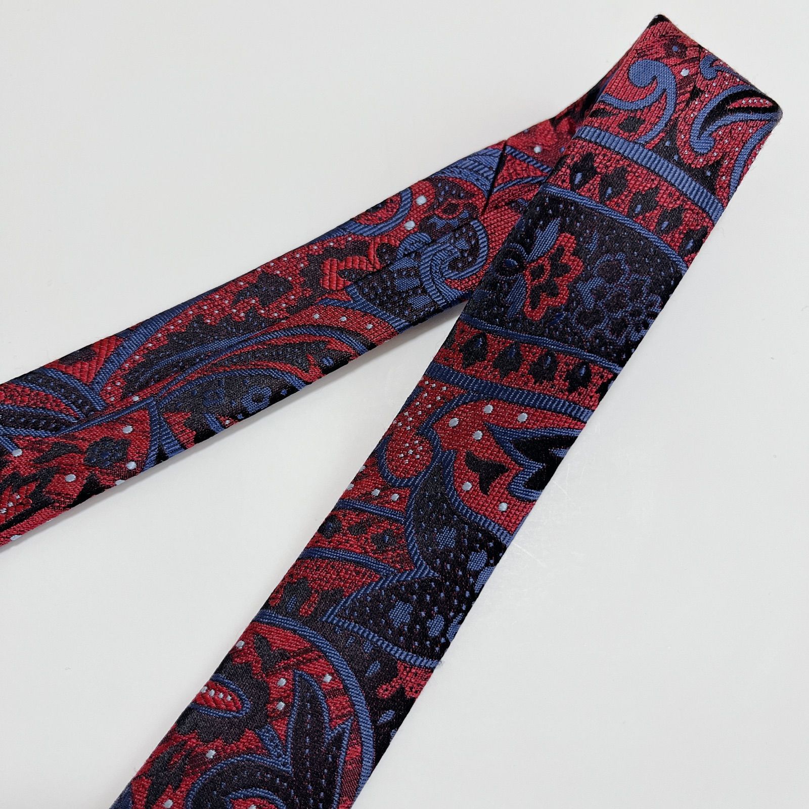 美品 ランバン ネクタイ ハイブランド ペイズリー柄 光沢 ジャガード