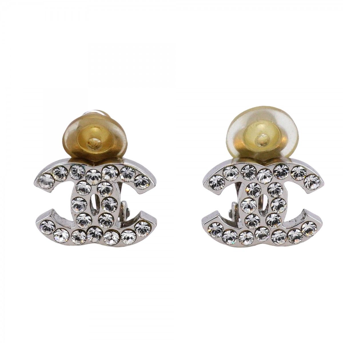 5 job 0534 シャネル イヤリング ココマーク メタル ラインストーン シルバー レディース