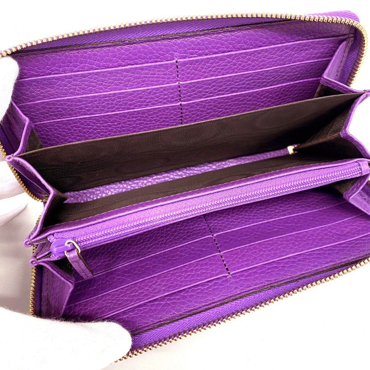 5oe5756】グッチ 長財布 ソーホー 308004 レザー パープル シャンパン