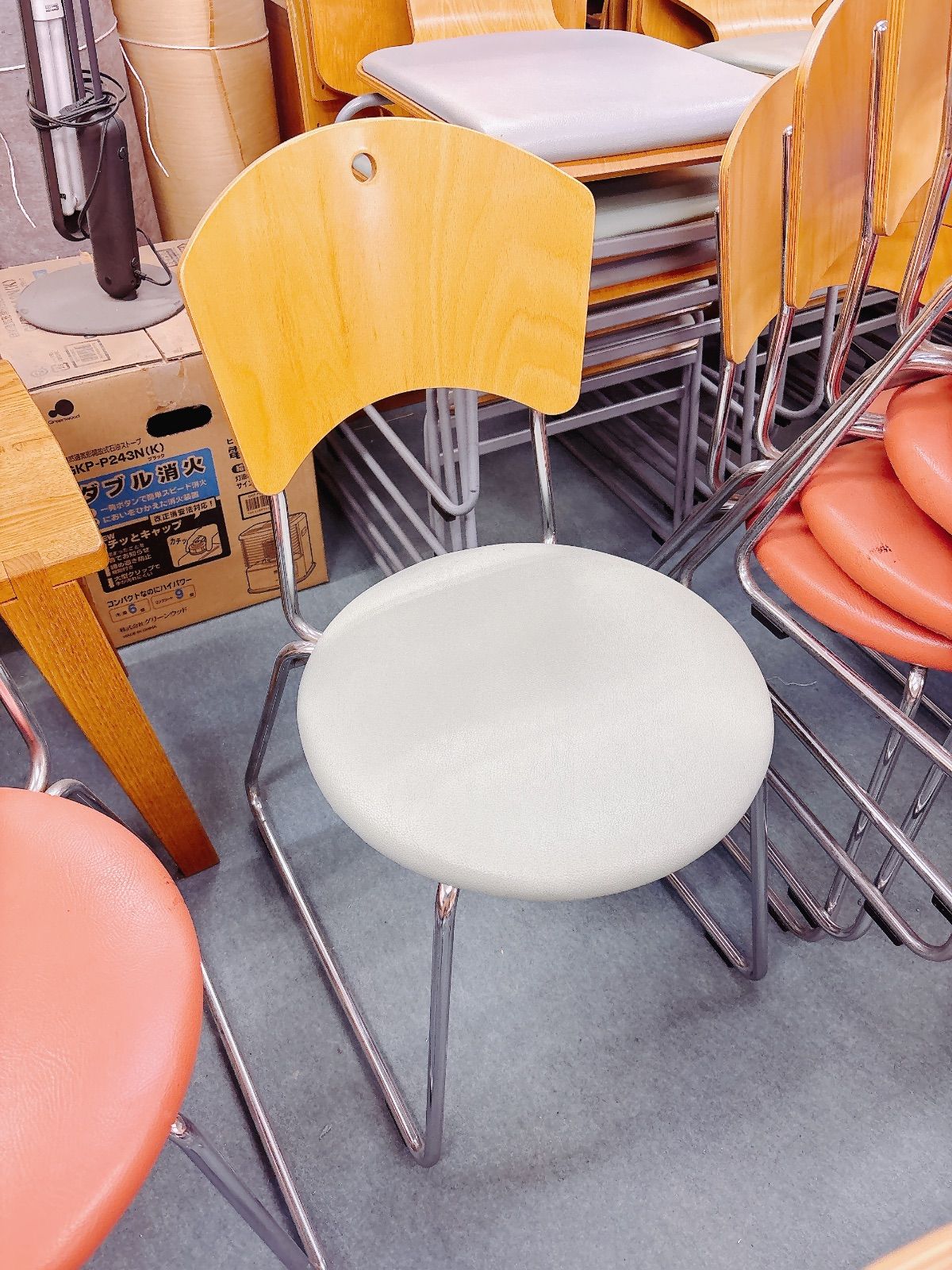 店舗用椅子 セット 丸椅子グリーン