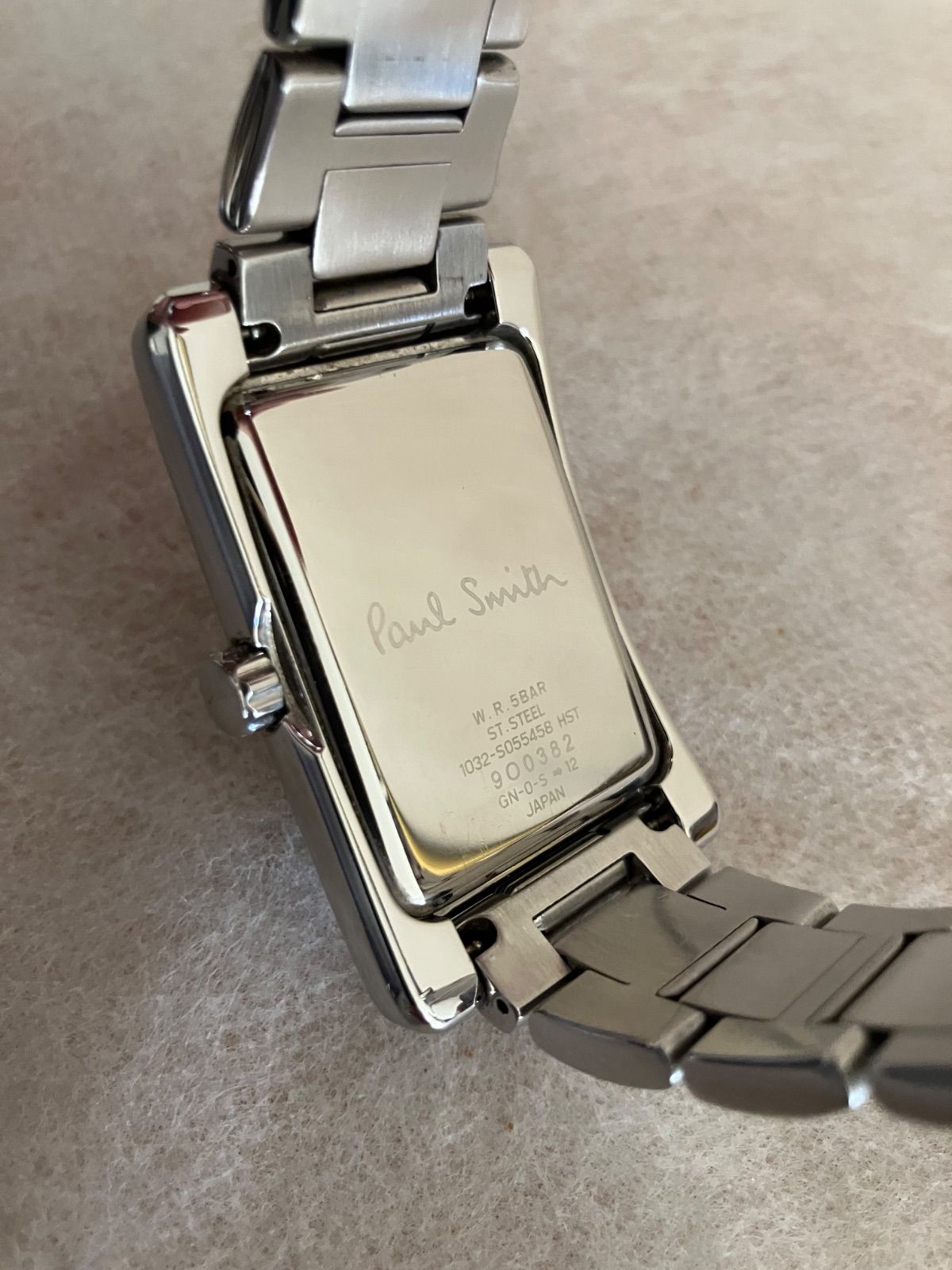 稼働☆Paul Smith トノー型 シルバー アイボリー QZ腕時計 電池新品