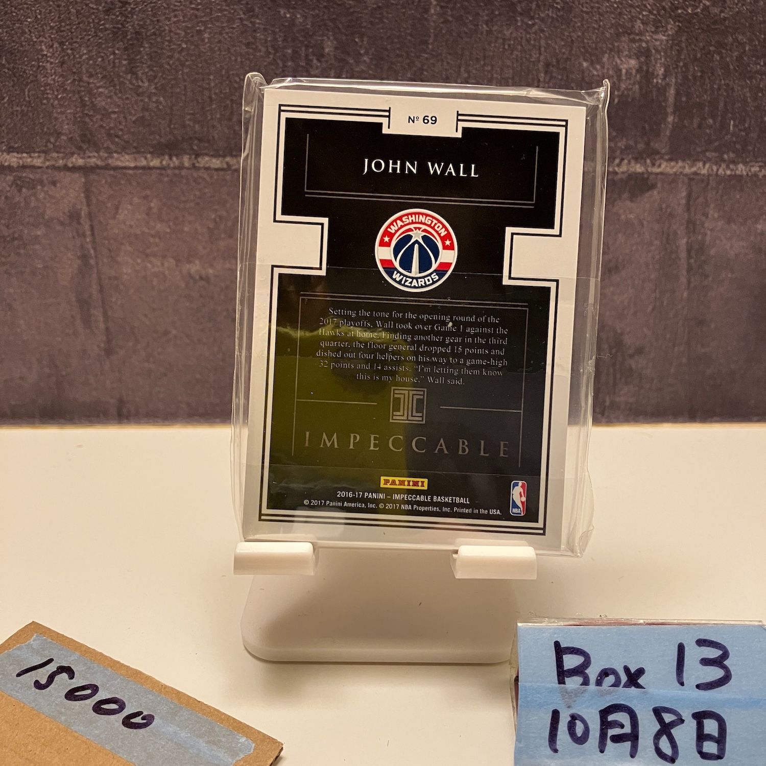 2016-17 Panini Impeccable John Wall 14 16 Washington Wizards Fine Silver カード