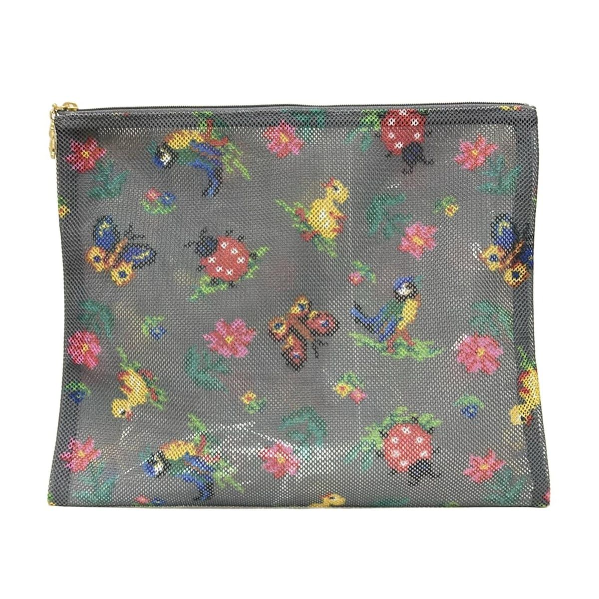 FEILER(フェイラー) ポーチ美品 - ダークグレー×グリーン×マルチ