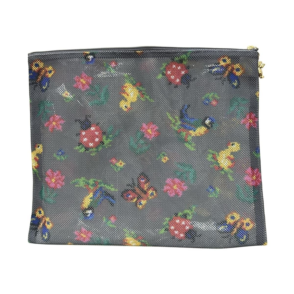 FEILER(フェイラー) ポーチ美品 - ダークグレー×グリーン×マルチ