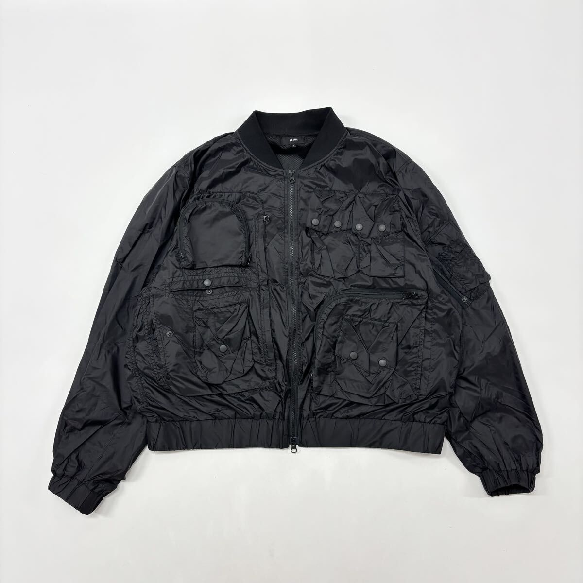 A54 BEAMS 撥水 マルチポケット MA-1 フライトジャケットブルゾン