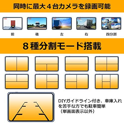  Yakry バックカメラモニター AHDバックカメラ 10.1インチIPSモニター タッチスクリーン ループ録画付き 四分割 自動車路面監視 12 V-36 V対応 サイドカメラ リアカメラ Y-18 8 b 69 ff 73 その他 キッチン 食器