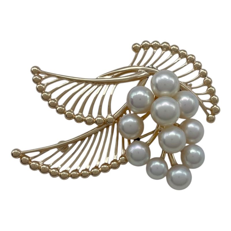 ミキモト MIKIMOTO アコヤブローチ イエロートゴールド K14 パール