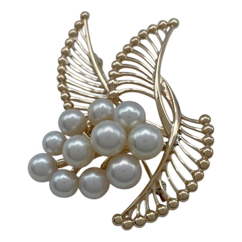 ミキモト MIKIMOTO アコヤブローチ イエロートゴールド K14 パール