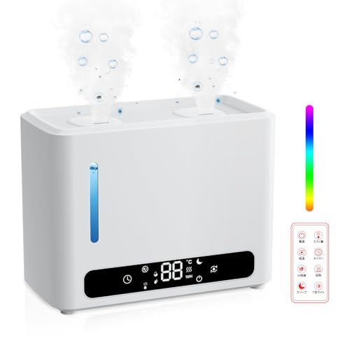 加湿器 大容量 6 L 2025業界初発売 5重除菌 ダブル吹出口 加熱式 パワフル加湿 卓上加湿器 超音波式 知能恒湿 ハイブリッド式 LEDディスプレイ 40時間連続加湿 上から給水 300 ml h加湿量 ミスト量3段階調整 9335 aec 3