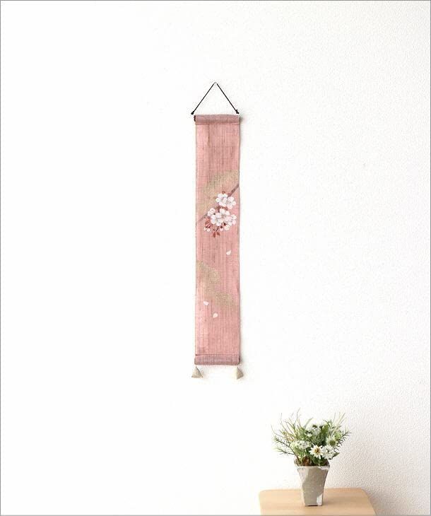 タペストリー 桜 おしゃれ 壁掛け 和風 和モダン 和室 麻 縦長 春 ピンク 小さい 10 60 cm 豆タペストリー サクラ 7 a 526867