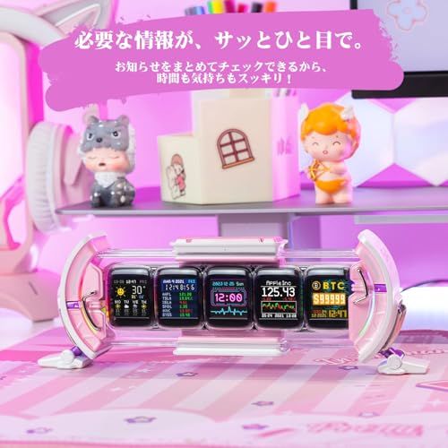  Divoom Times Gate 置き時計 おしゃれ デジタル ピクセルアート アプリ制御 5つの RGB スクリーン WiFi接続 ゲームルームの装飾 DIY卓上時計 36 21 11.8 cm ピンク 665 d 11 f 2 掃除用品 その他 キッチン 食器