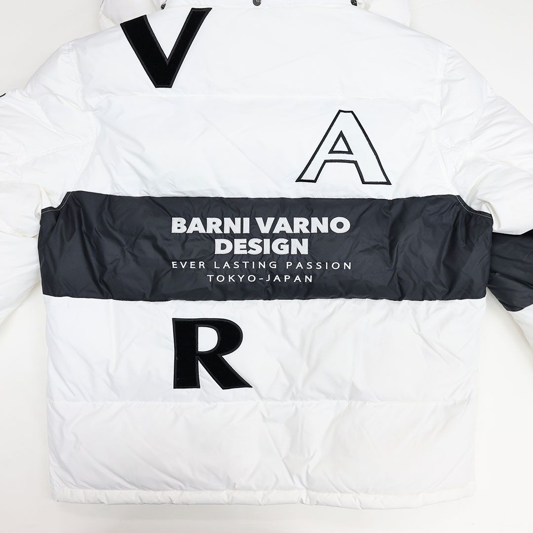 BARNI VARNO ホワイトナイロンジャケット バーニヴァーノ BARNI VARNO ロゴ デザイン ダウンジャケット Lサイズ