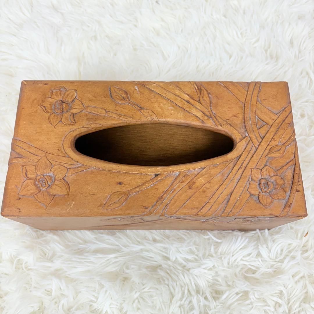 花柄木製ティッシュボックス 木製フローラルデザインティッシュボックス2個セット 花柄 ティッシュ