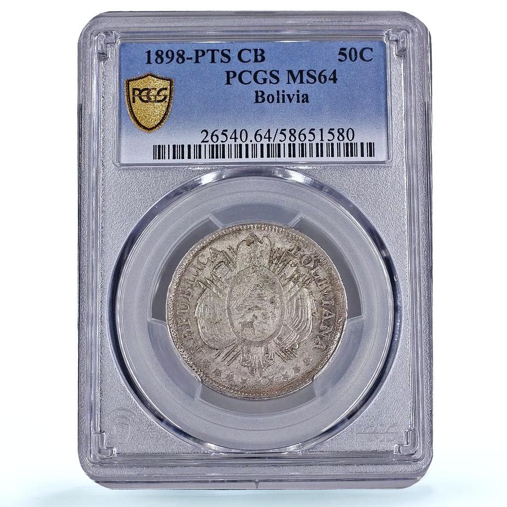 ボリ 1 2 ボリノ 50 センターボ 共和国 KM-161 MS 63 PCGS 銀貨 1898