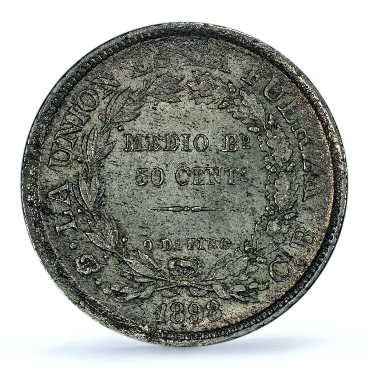 ボリ 1 2 ボリノ 50 センターボ 共和国 KM 161 MS 63 PCGS 銀貨 1898