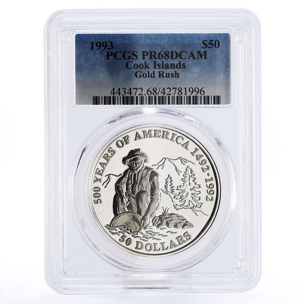 クック諸島 50ドル金貨 Rh Nature Mountains PR68 PCGS 銀貨 1993年