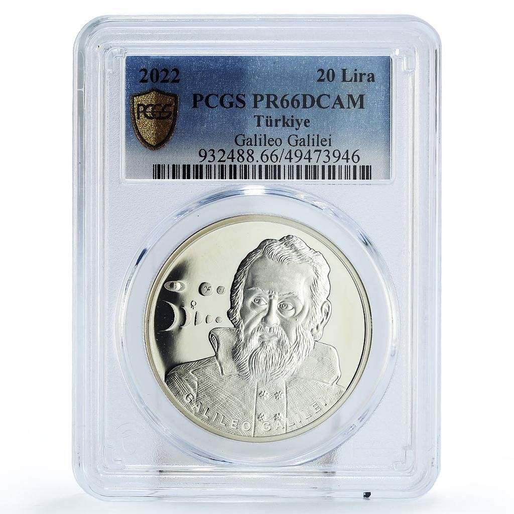トルコ 20リラ ガリレオ ガリレイ 太陽系 宇宙 PR 66 PCGS 銀貨