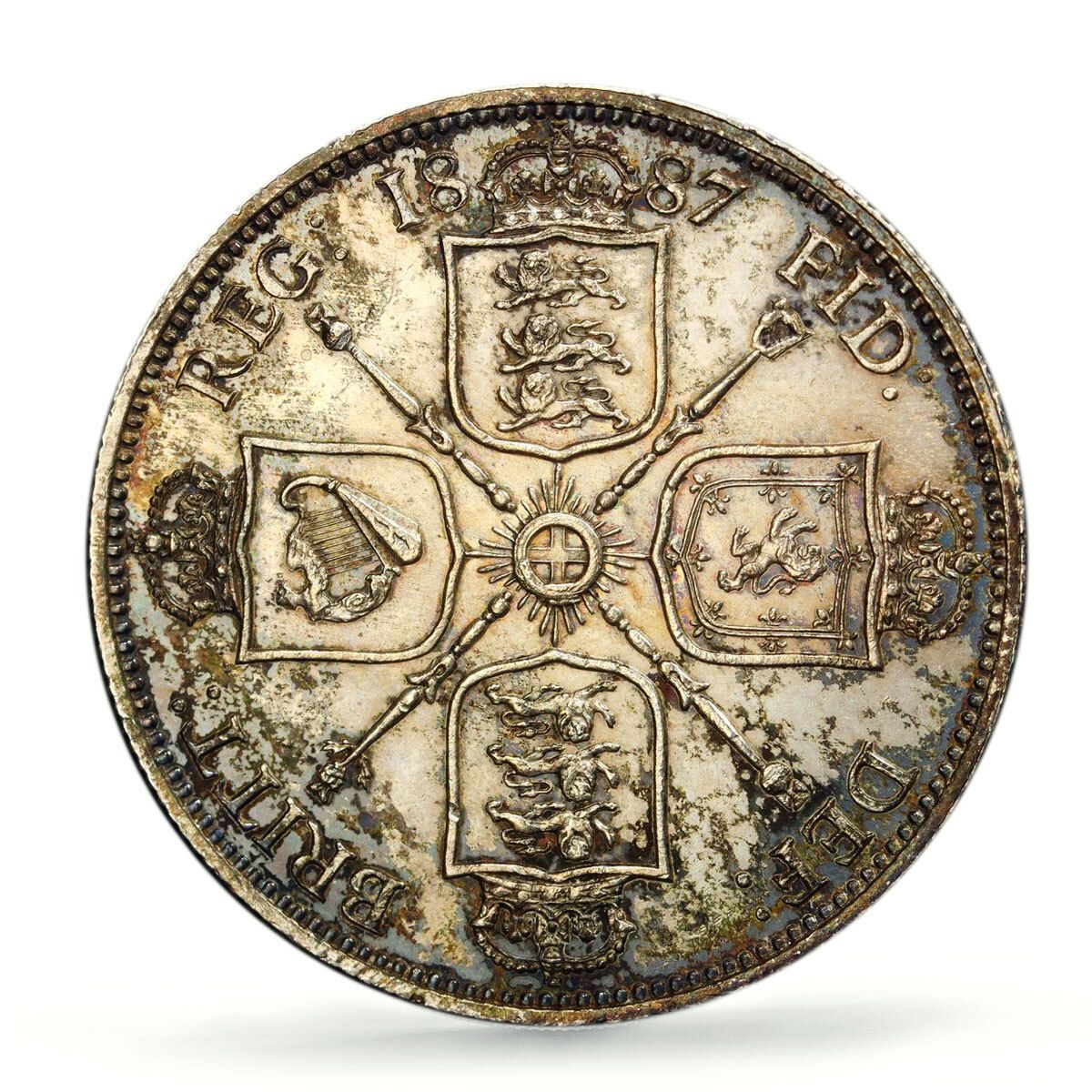 イギリス 1フローリン 通常貨幣 ヴィクトリア女王 AU PCGS 銀貨 1887年