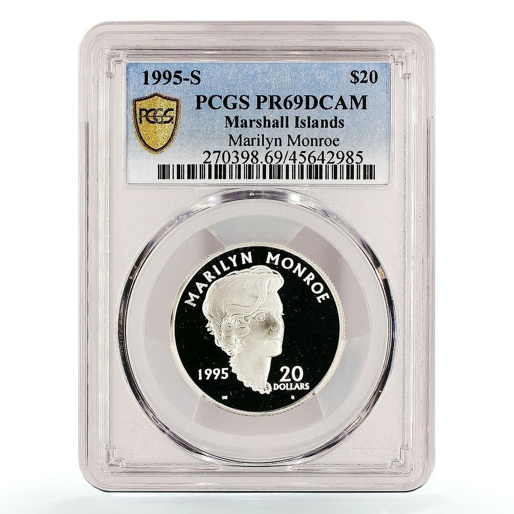 マーシャル諸島 20ドル 女優 歌手 マリリン・モンロー PR69 PCGS 銀貨