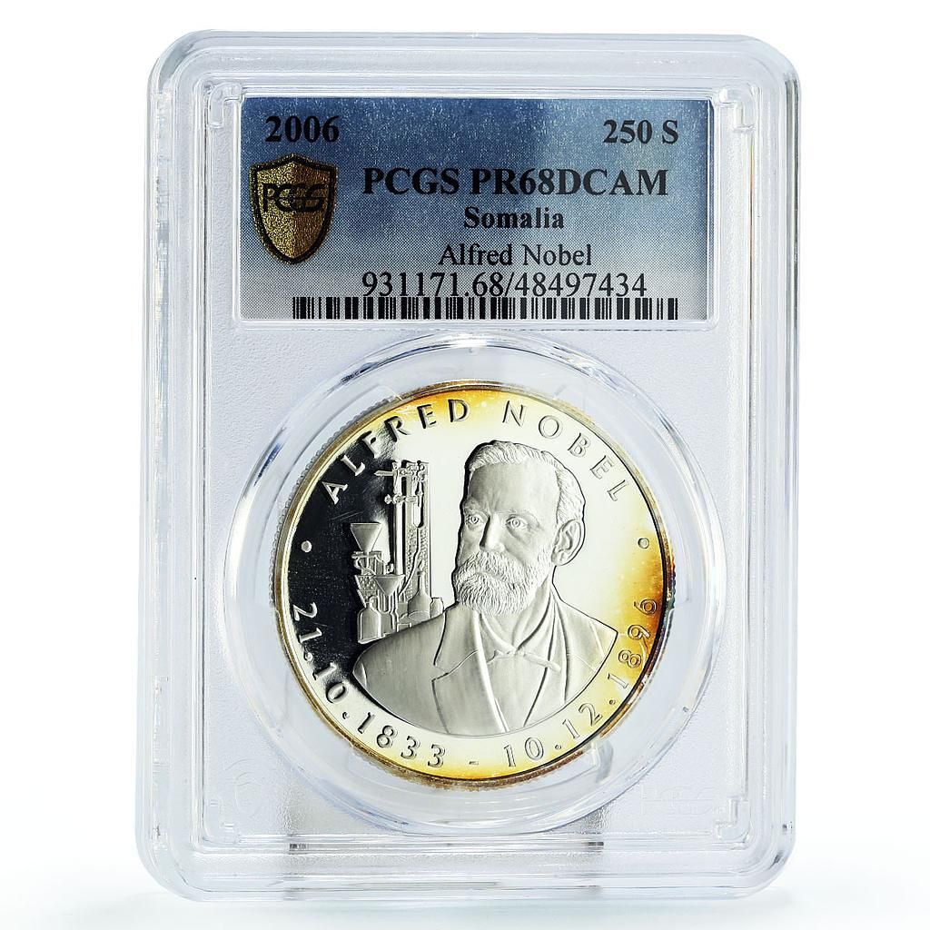 ソマリア 250シリング 化学者 アルフレッド ノーベル 科学 PR 68 PCGS 銀貨 2006年