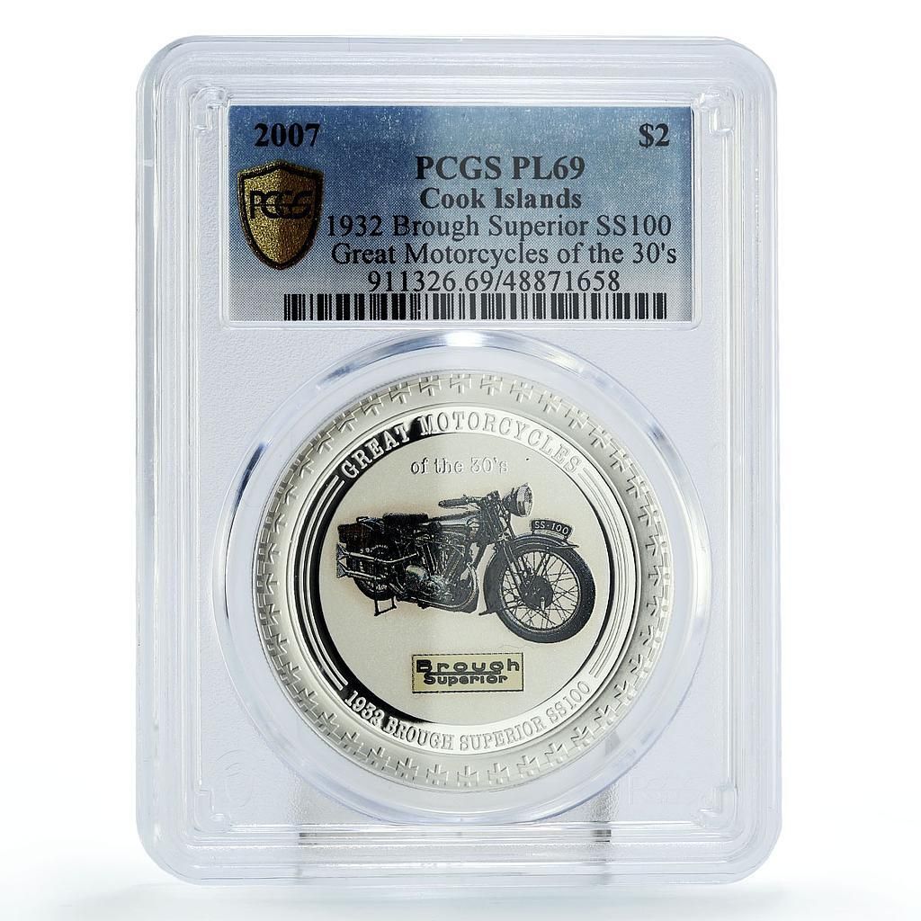 クック諸島 2ドル オートバイ バイク ブラフ PL 69 PCGS 銀貨 2007年