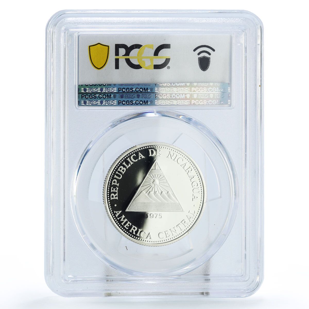 ニカラグア 50 コルドバ地震 バド エル カプロ アート PR67 PCGS 銀貨