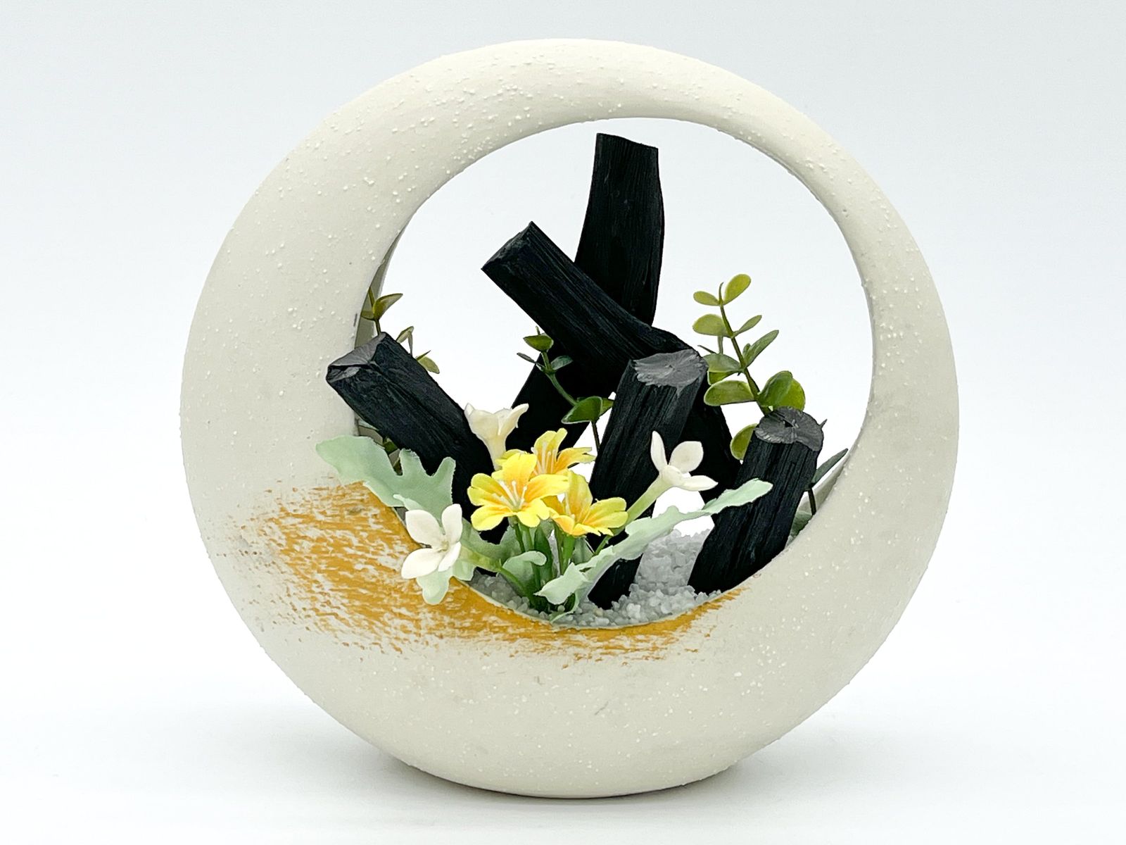 紀州備長炭 インテリア 『あけぼの』 白 Type B 置物 オブジェ 消臭 調湿