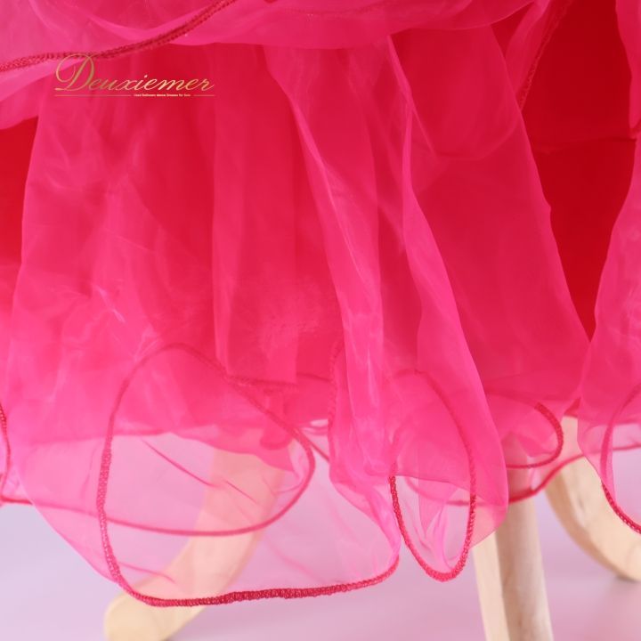 ピンク フリル付きスワロフスキー 社交ダンスドレス 発表会 ダンスパーティ 社交ダンス用ドレス ピンク フリル付き社交ダンスウェア M-L 社交